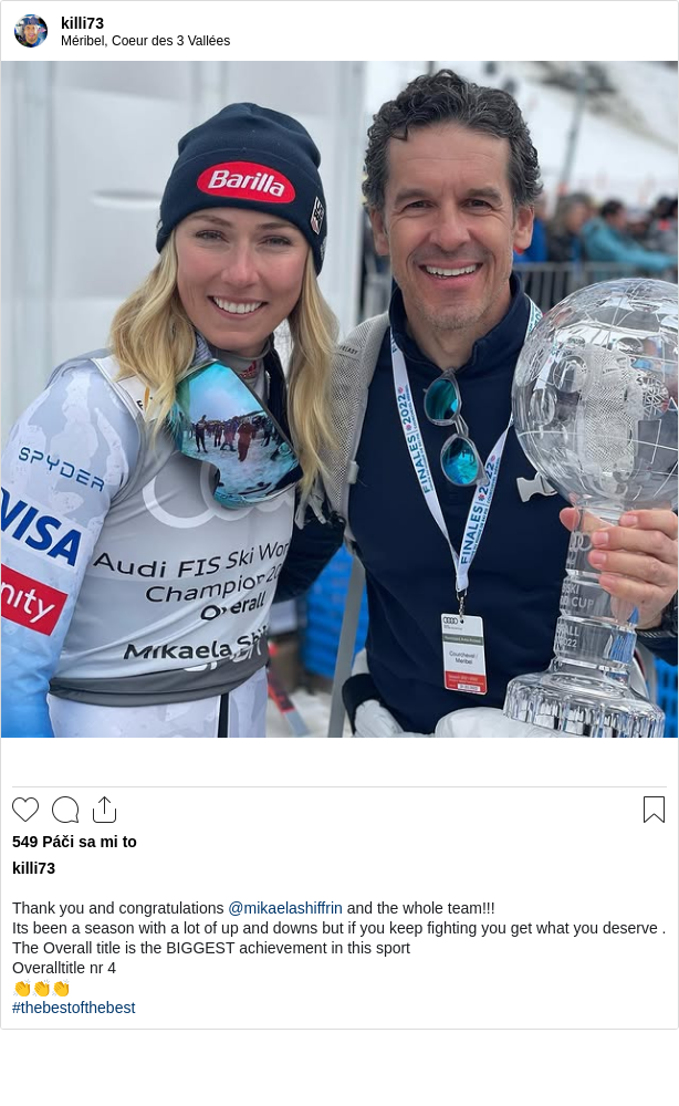 

Thank you and congratulations @mikaelashiffrin and the whole team!!!
Its been a season with a lot of up and downs but if you keep fighting you get what you deserve . The Overall title is the BIGGEST achievement in this sport
Overalltitle nr 4
👏👏👏
#thebestofthebest