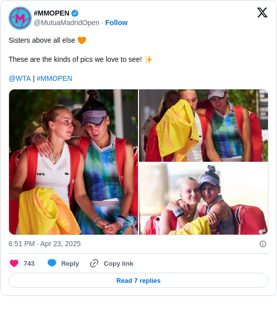 #MMOPEN: Sisters above all else 🧡

These are the kinds of pics we love to see! ✨

@WTA | #MMOPEN https://t.co/hDxReqPnPg