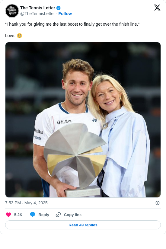 The Tennis Letter: “Thank you for giving me the last boost to finally get over the finish line.” 

Love. 🥹 https://t.co/TLqfKtoLAq