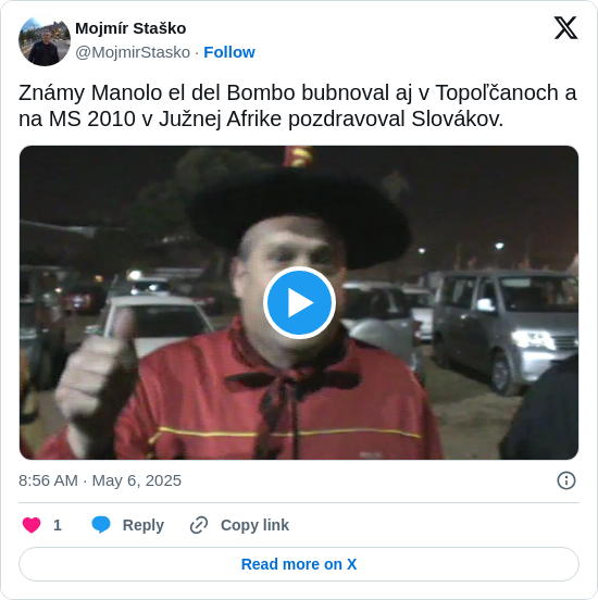Mojmír Staško: Známy Manolo el del Bombo bubnoval aj v Topoľčanoch a na MS 2010 v Južnej Afrike pozdravoval Slovákov. https://t.co/Ir72SXWACa