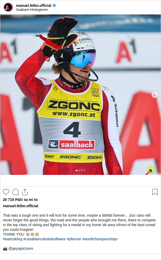 

That was a tough one and it will hurt for some time, maybe a littlebit forever….but i also will never forget the good things, the road and the people who brought me there, there to compete in the top class of skiing and fighting for a medal in my home ski area infront of the best crowd you could imagine!
THANK YOU 👏🏼👏🏼👏🏼
#wareskiing #casablancahotelsoftware #pfanner #worldchampionships

📸 @gepapictures