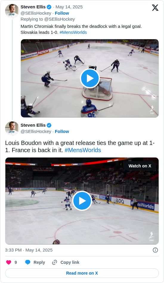 Steven Ellis: Louis Boudon with a great release ties the game up at 1-1. France is back in it. #MensWorlds https://t.co/Qhbwk2QGb8