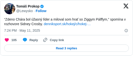 Tomáš Prokop: “Zdeno Chára bol úžasný líder a miloval som hrať so Ziggym Pálffym,” spomína v rozhovore Sidney Crosby. https://t.co/WBC0PWOT9f