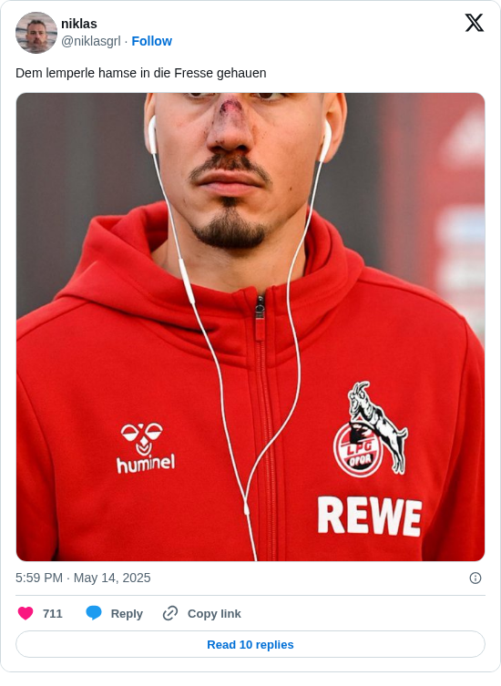 niklas: Dem lemperle hamse in die Fresse gehauen https://t.co/KaE0ad8FTG