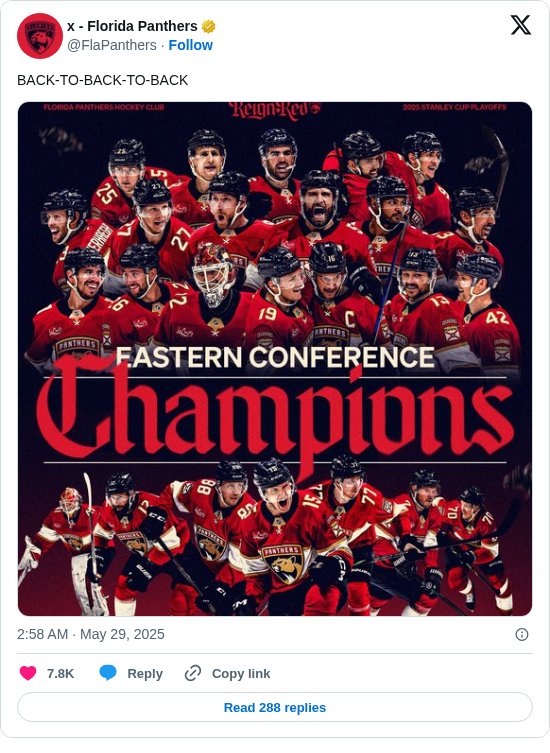 x - Florida Panthers: BACK-TO-BACK-TO-BACK https://t.co/j0pDDHrDOt
