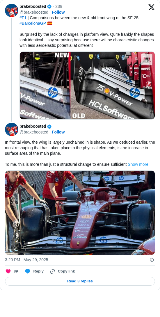 brakeboosted: In frontal view, the wing is largely unchained in is shape. As we deduced earlier, the most reshaping that has taken place to the physical elements, is the increase in surface area of the main plane.

To me, this is more than just a structural change to ensure sufficient https://t.co/SyPkYDaE8t