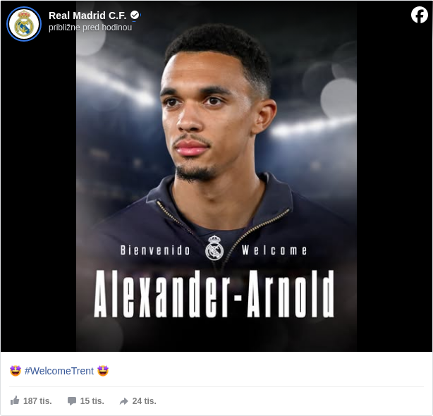 Real Madrid C.F.: 🤩 #WelcomeTrent </hashtag/welcometrent?__eep__=6&fref=mentions&ref=embed_post> 🤩

