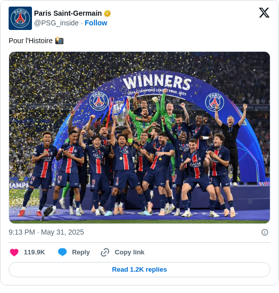 Paris Saint-Germain: Pour l'Histoire 📸 https://t.co/AVNPc2E9iR