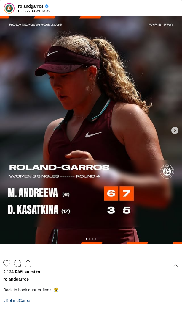 

Back to back quarter-finals 😤

#RolandGarros