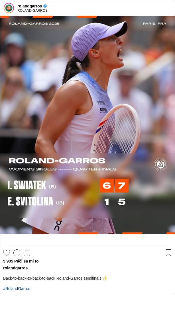 

Back-to-back-to-back-to-back Roland-Garros semifinals ✨

#RolandGarros