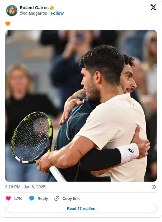 Roland-Garros: 🧡 https://t.co/joILewuTj9