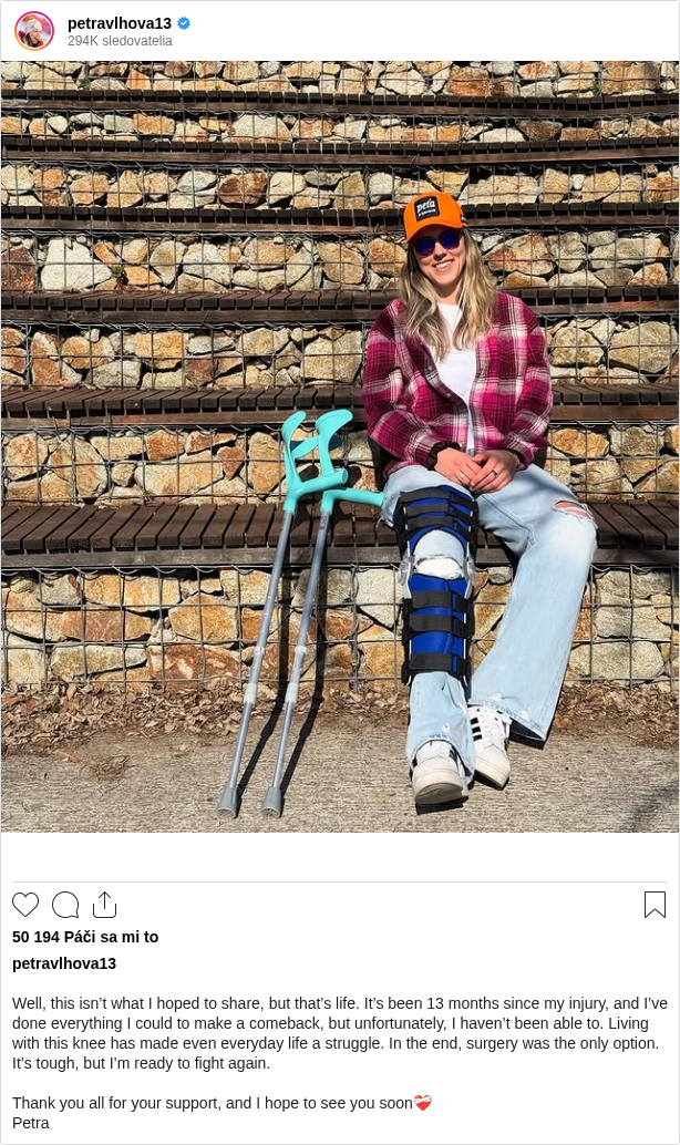 

Well, this isn’t what I hoped to share, but that’s life. It’s been 13 months since my injury, and I’ve done everything I could to make a comeback, but unfortunately, I haven’t been able to. Living with this knee has made even everyday life a struggle. In the end, surgery was the only option. It’s tough, but I’m ready to fight again.

Thank you all for your support, and I hope to see you soon❤️‍🩹
Petra