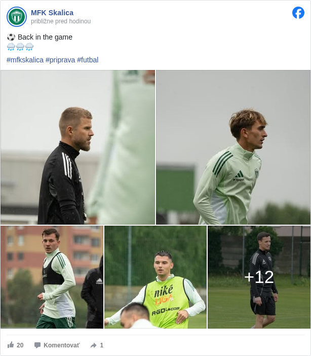 MFK Skalica: ⚽ Back in the game
 🌧🌧🌧

 #mfkskalica </hashtag/mfkskalica?__eep__=6&fref=mentions&ref=embed_post> #priprava </hashtag/priprava?__eep__=6&fref=mentions&ref=embed_post> #futbal </hashtag/futbal?__eep__=6&fref=mentions&ref=embed_post>

