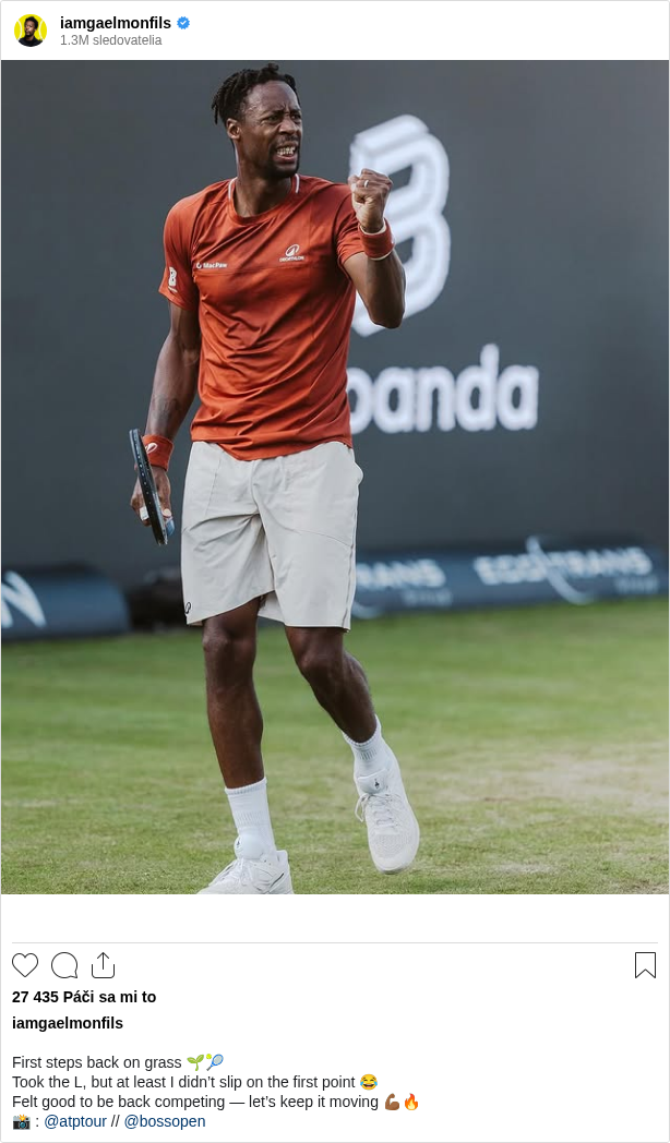 

First steps back on grass 🌱🎾
Took the L, but at least I didn’t slip on the first point 😂
Felt good to be back competing — let’s keep it moving 💪🏾🔥
📸 : @atptour // @bossopen