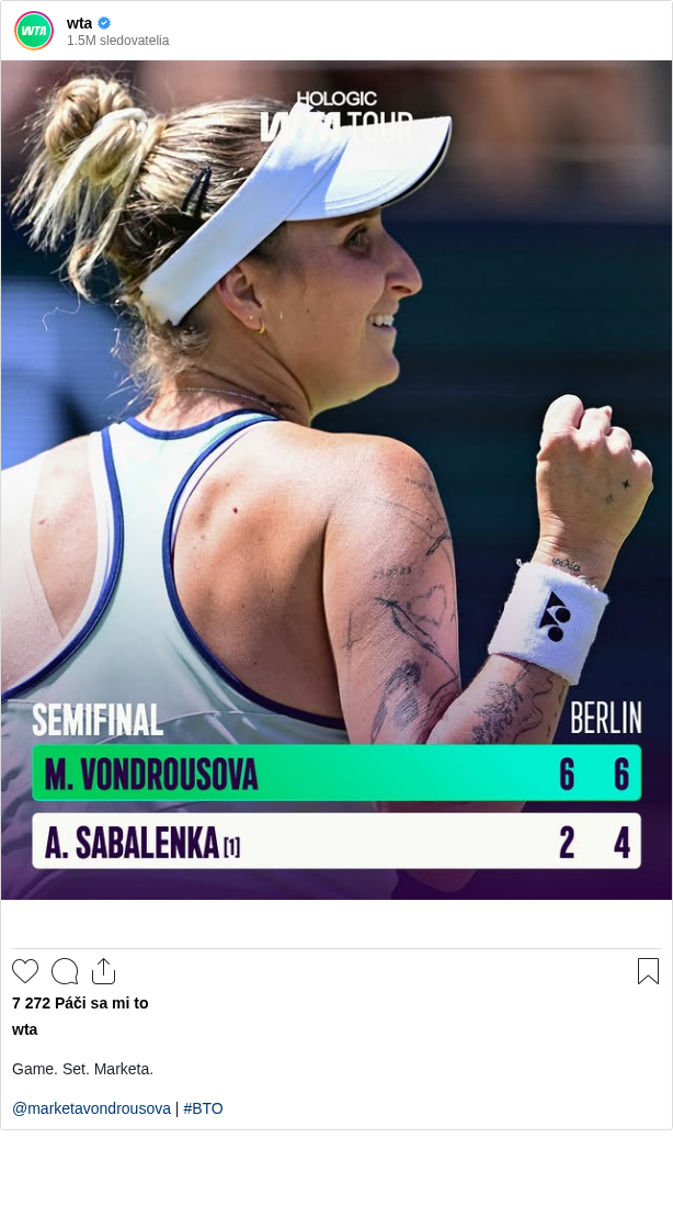 

Game. Set. Marketa.

@marketavondrousova | #BTO