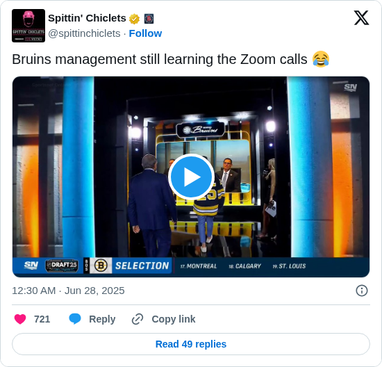 Spittin' Chiclets: Bruins management still learning the Zoom calls 😂 https://t.co/q7n6vC8YjG