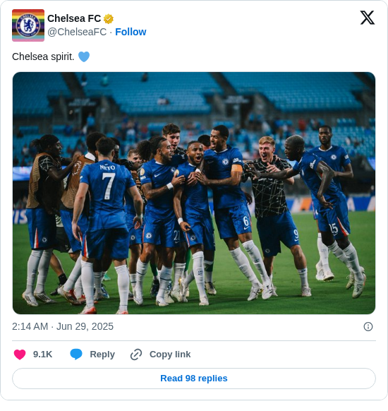 Chelsea FC: Chelsea spirit. 💙 https://t.co/HfM6OmsfOR