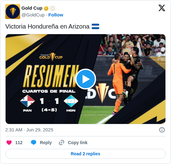 Gold Cup: Victoria Hondureña en Arizona 🇭🇳 https://t.co/KT7DtEYikp