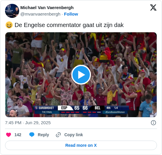 Michael Van Vaerenbergh: 😆 De Engelse commentator gaat uit zijn dak https://t.co/l6rH8N7Q8m