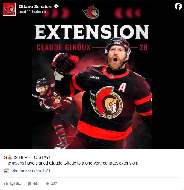 Ottawa Senators: G💰 IS HERE TO STAY!
 The #Sens </hashtag/sens?__eep__=6&fref=mentions&ref=embed_post> have signed Claude Giroux to a one-year contract extension!

 📰: ottsens.com/4ns1p1f <https://l.facebook.com/l.php?u=http%3A%2F%2Fottsens.com%2F4ns1p1f&h=AT3o_jl3NCH5alSVomhTilgCkxz7deHkKq16_if4rUZlu4q1t__fOU31auxFcqZPrXNQdVqgUwbWl4FbRJyAGKA6-gRpuSVbf1RNxLCmRSGc-iDMH_1iIEKI_epwiZPaAgk>

