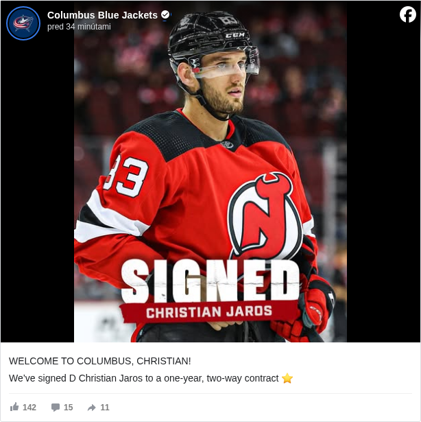 Columbus Blue Jackets: WELCOME TO COLUMBUS, CHRISTIAN!

 We’ve signed D Christian Jaros to a one-year, two-way contract ⭐️

