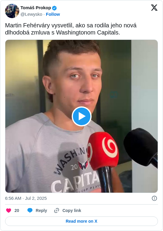 Tomáš Prokop: Martin Fehérváry vysvetlil, ako sa rodila jeho nová dlhodobá zmluva s Washingtonom Capitals. https://t.co/YjGrC6VpTQ