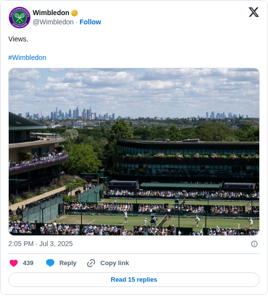 Wimbledon: Views.

#Wimbledon https://t.co/l0R2NWypDr
