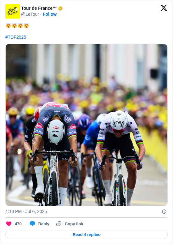 Tour de France™: 🤯🤯🤯🤯

#TDF2025 https://t.co/XRqflb53Dc