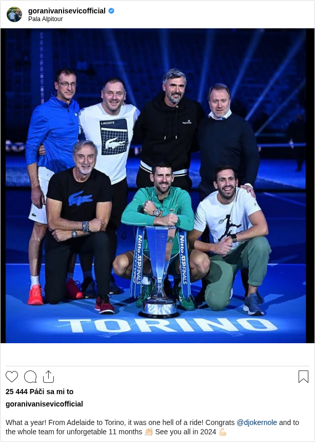 

What a year! From Adelaide to Torino, it was one hell of a ride! Congrats @djokernole and to the whole team for unforgetable 11 months 👏🏻 See you all in 2024 💪🏻