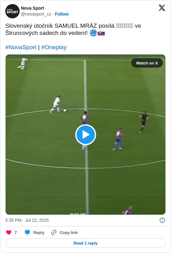 Nova Sport: Slovenský útočník SAMUEL MRÁZ posílá 𝐒𝐞𝐫𝐯𝐞𝐭𝐭𝐞 ve Štruncových sadech do vedení! 🥶🇸🇰

#NovaSport | #Oneplay https://t.co/pl03KD8mPq