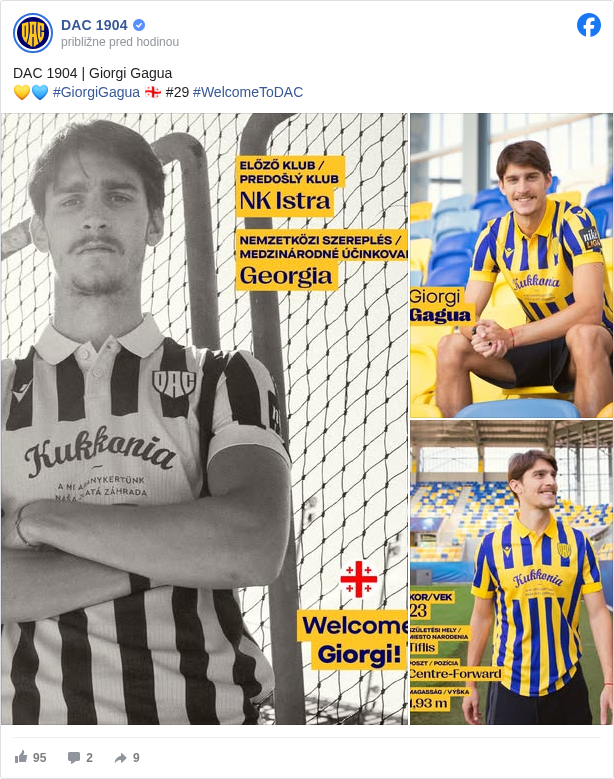 DAC 1904: DAC 1904 | Giorgi Gagua
 💛💙 #GiorgiGagua </hashtag/giorgigagua?__eep__=6&fref=mentions&ref=embed_post> 🇬🇪 #29 #WelcomeToDAC </hashtag/welcometodac?__eep__=6&fref=mentions&ref=embed_post>

