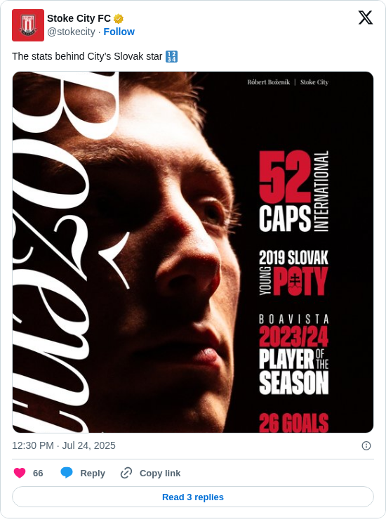Stoke City FC: The stats behind City’s Slovak star 🔢 https://t.co/nDbR07MQaa