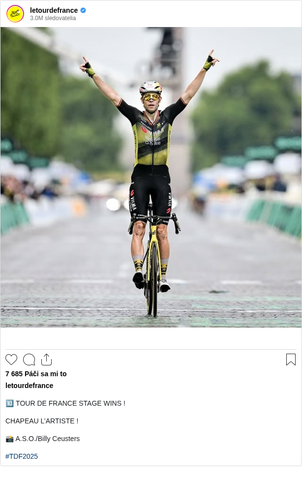 

🔟 TOUR DE FRANCE STAGE WINS !

CHAPEAU L’ARTISTE !

📸 A.S.O./Billy Ceusters

#TDF2025