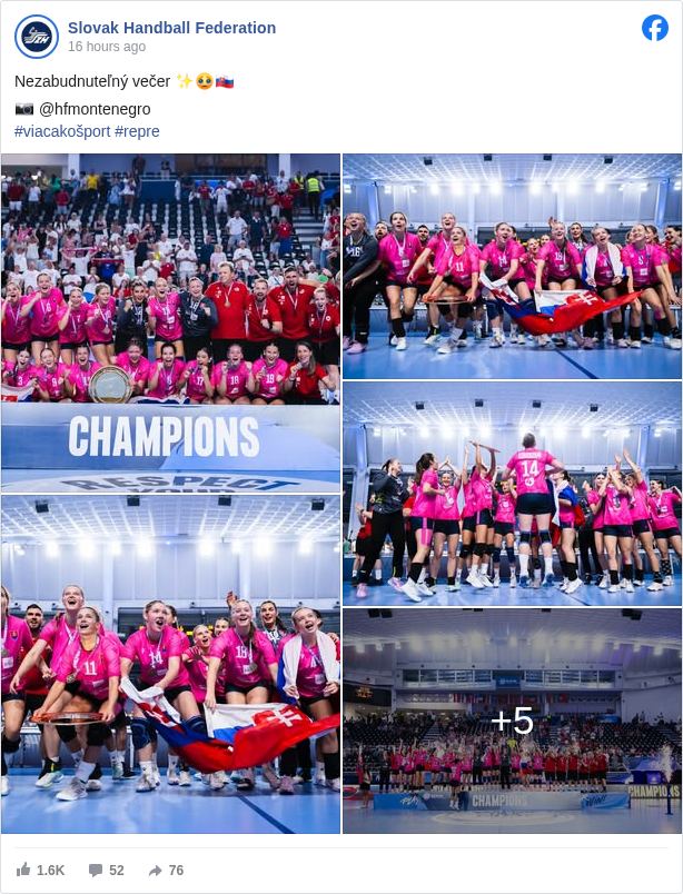 Slovak Handball Federation: Nezabudnuteľný večer ✨🥺🇸🇰

 📸 @hfmontenegro 
 #viacakošport </hashtag/viacakošport?__eep__=6&fref=mentions&ref=embed_post> #repre </hashtag/repre?__eep__=6&fref=mentions&ref=embed_post>

