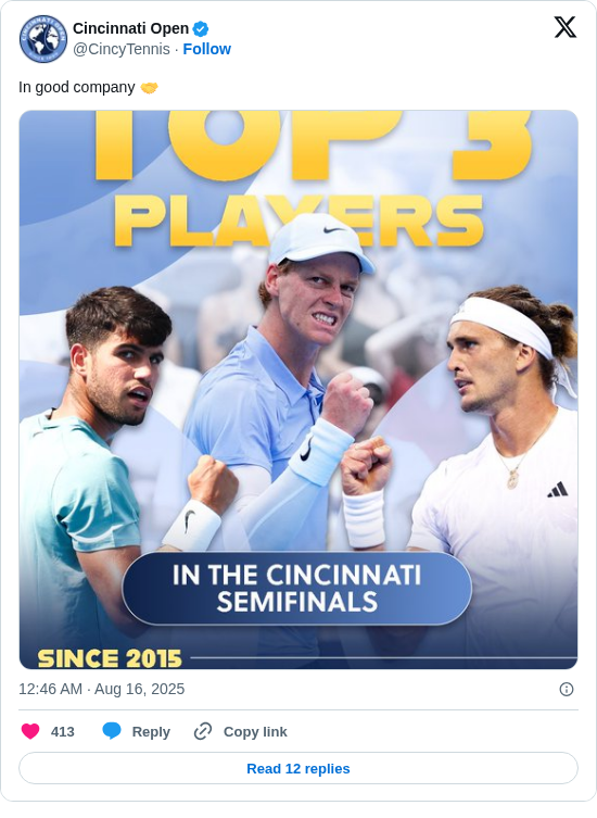 Cincinnati Open: In good company 🤝 https://t.co/rnf3IvYDei