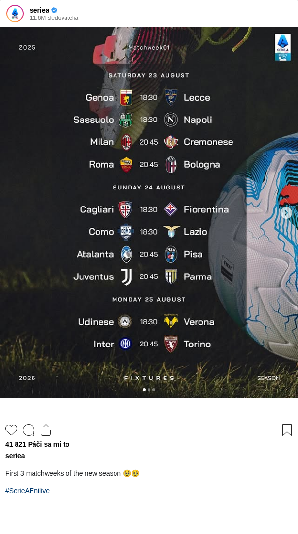 

First 3 matchweeks of the new season 🥹🥹

#SerieAEnilive
