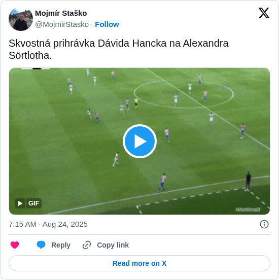 Mojmír Staško: Skvostná prihrávka Dávida Hancka na Alexandra Sörtlotha. https://t.co/ZpdjQrc0AF