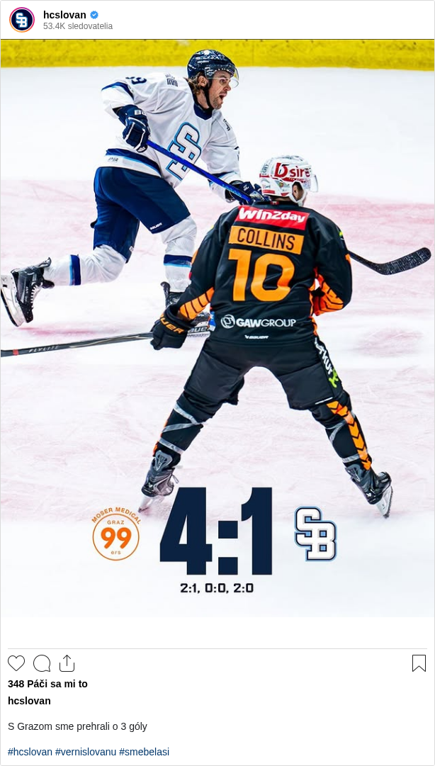 

S Grazom sme prehrali o 3 góly

#hcslovan #vernislovanu #smebelasi