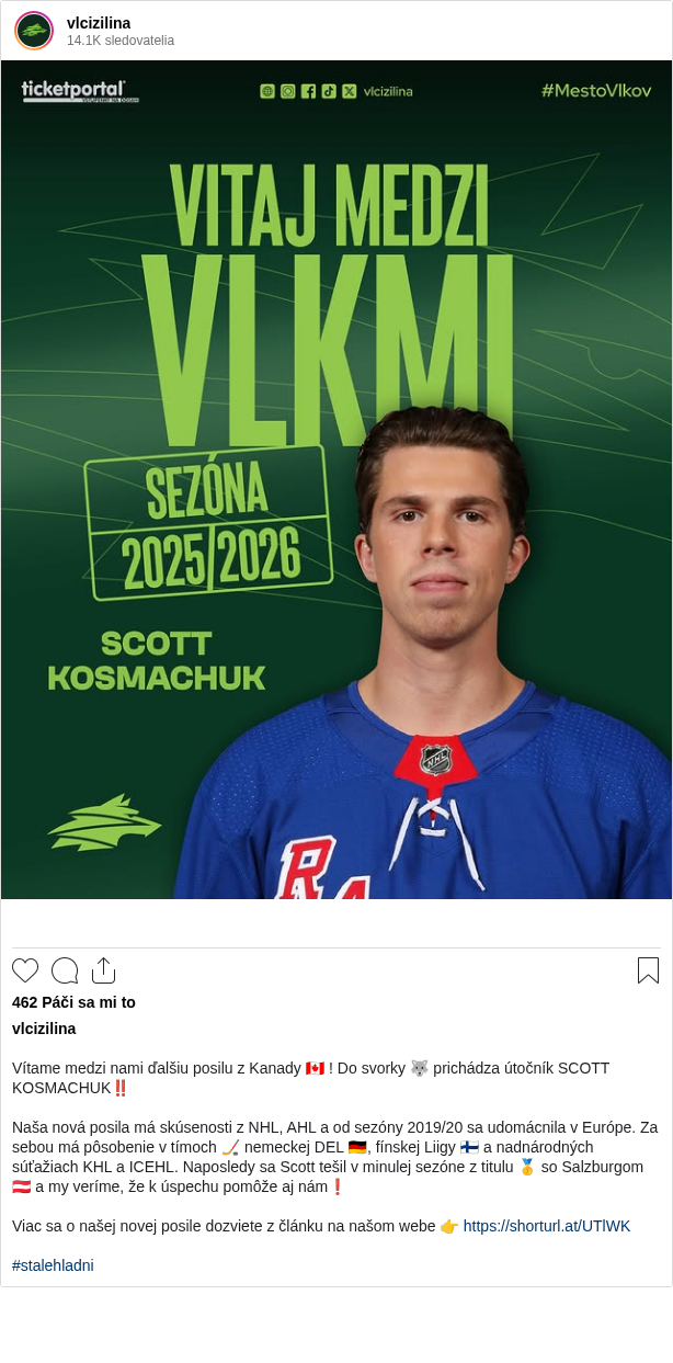 

Vítame medzi nami ďalšiu posilu z Kanady 🇨🇦 ! Do svorky 🐺 prichádza útočník SCOTT KOSMACHUK‼️

Naša nová posila má skúsenosti z NHL, AHL a od sezóny 2019/20 sa udomácnila v Európe. Za sebou má pôsobenie v tímoch 🏒 nemeckej DEL 🇩🇪, fínskej Liigy 🇫🇮 a nadnárodných súťažiach KHL a ICEHL. Naposledy sa Scott tešil v minulej sezóne z titulu 🥇 so Salzburgom 🇦🇹 a my veríme, že k úspechu pomôže aj nám❗️

Viac sa o našej novej posile dozviete z článku na našom webe 👉 https://shorturl.at/UTlWK

#stalehladni