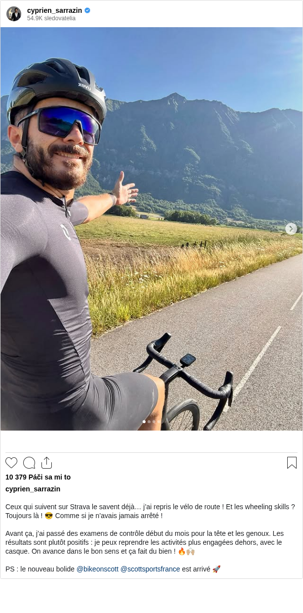 

Ceux qui suivent sur Strava le savent déjà… j’ai repris le vélo de route ! Et les wheeling skills ? Toujours là ! 😎 Comme si je n’avais jamais arrêté !

Avant ça, j’ai passé des examens de contrôle début du mois pour la tête et les genoux. Les résultats sont plutôt positifs : je peux reprendre les activités plus engagées dehors, avec le casque. On avance dans le bon sens et ça fait du bien ! 🔥🙌🏼

PS : le nouveau bolide @bikeonscott @scottsportsfrance est arrivé 🚀