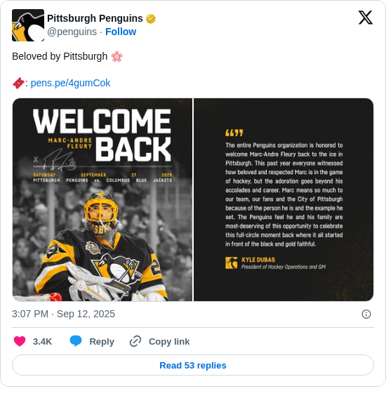 Pittsburgh Penguins: Beloved by Pittsburgh 🌸

🎟️: https://t.co/bK1ykH8BGC https://t.co/Re2XlbUcqY