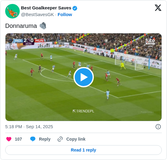 Best Goalkeeper Saves: Donnaruma 🧤 https://t.co/MzxHZpn7xJ