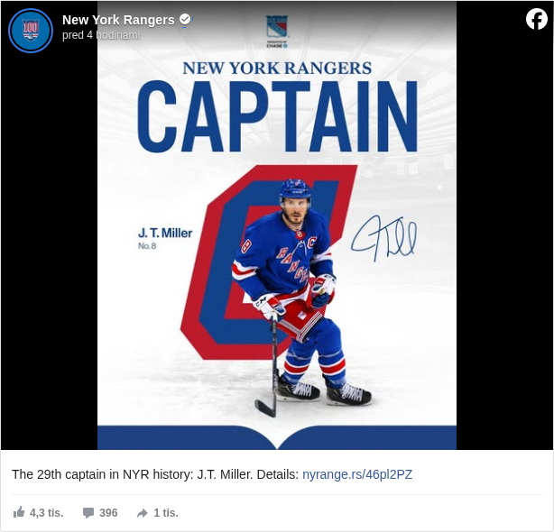 New York Rangers: The 29th captain in NYR history: J.T. Miller. Details: nyrange.rs/46pl2PZ <https://l.facebook.com/l.php?u=http%3A%2F%2Fnyrange.rs%2F46pl2PZ&h=AT0vwznr_3L19rxRiIp4udsK8MYCIGo9FbXsWOO-dxZnsqdyo7VQ8pVXKnZBUjn7BAMu_d2T0tyuPjawrO7_60GBntT9meHCQEoX4r4QjReYHhVf7bJ-qPdHOK9b_qdY7HU>

