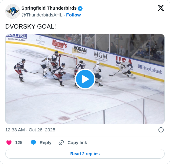 Springfield Thunderbirds: DVORSKY GOAL! https://t.co/g2evLuJoog
