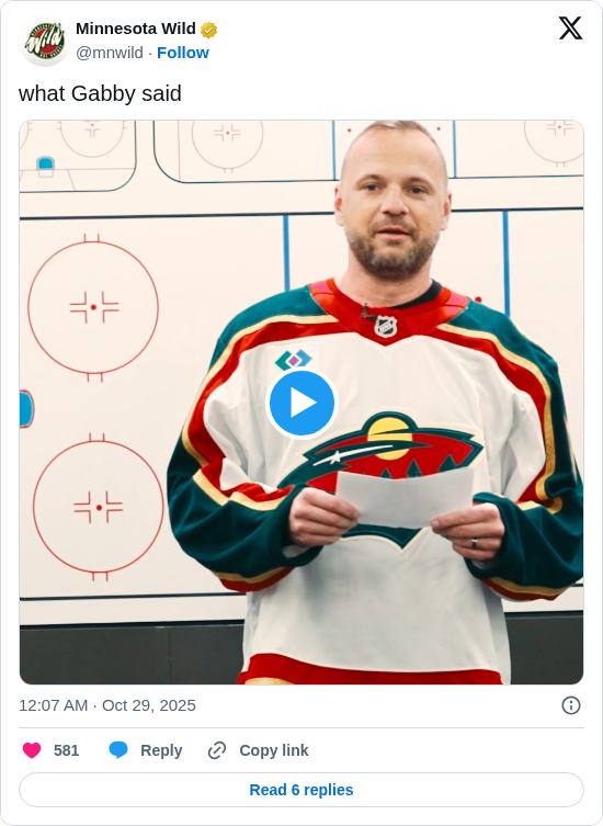 Minnesota Wild: what Gabby said https://t.co/RwIVZO6HCO