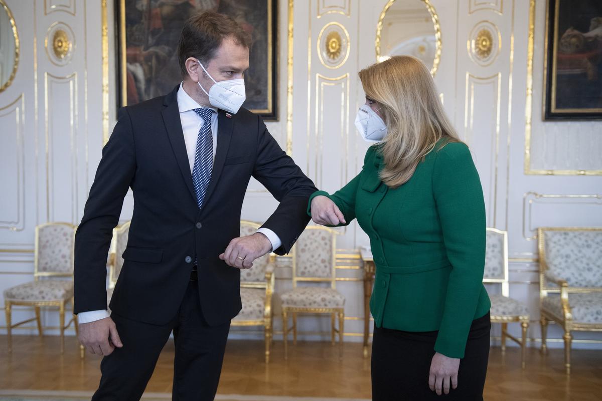 PM Igor Matovič meets with President Zuzana Čaputová.