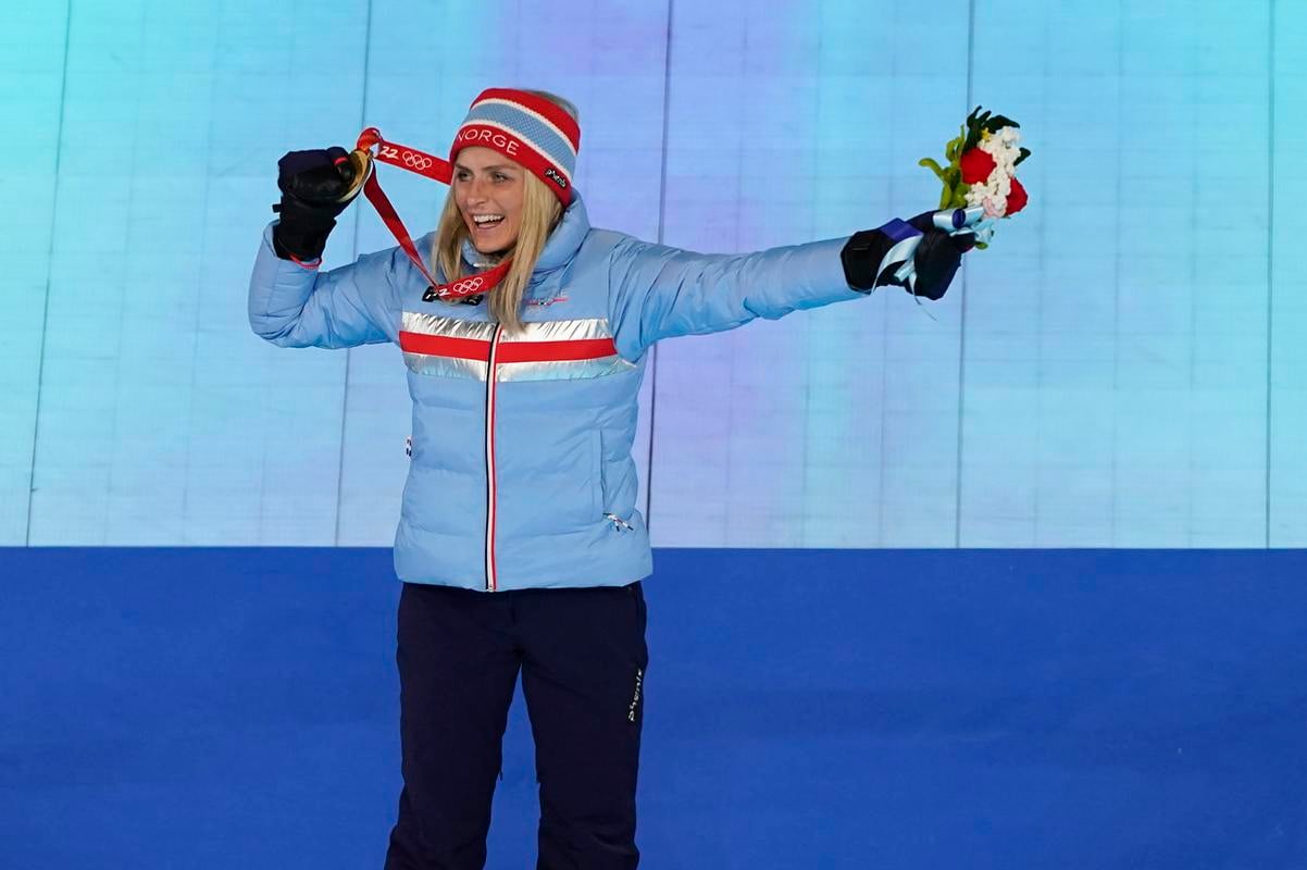 Therese Johaugová počas ZOH 2022. AP Photo/Brynn Anderson