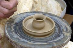Traditional pottery-making.