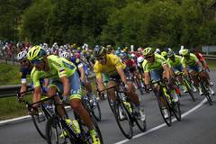 Sagan holds both yellow and green jerseys
