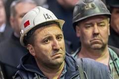 Miners from the Nováky mine on the last day of operation.